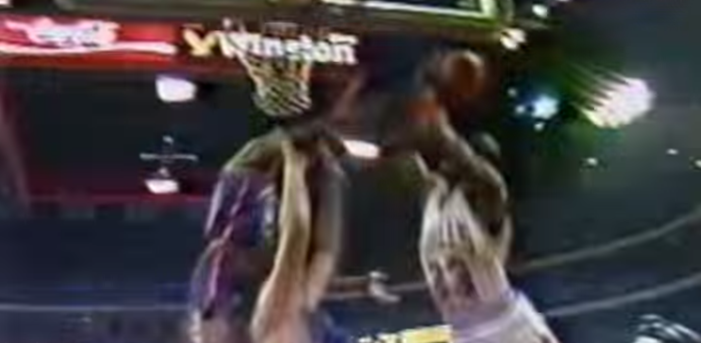 Dennis Rodman Blocks Michael Jordan