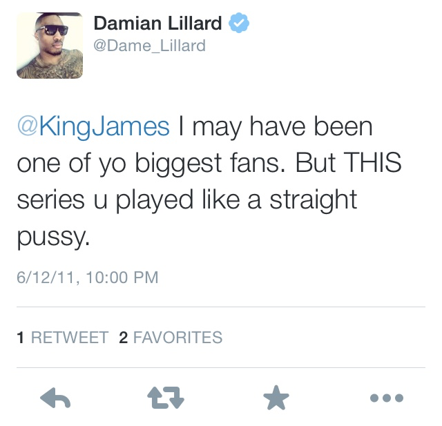Damian Lillard LeBron James Pussy Tweet